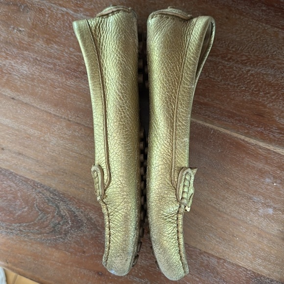 TORY BURCH | GOLD LEATHER LOAFERS | size 6.5 - Picture 2 of 7
